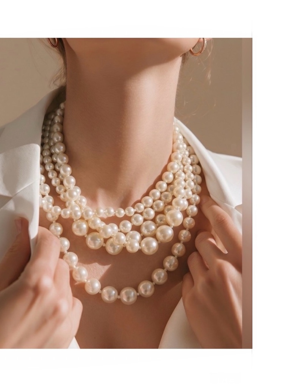 J. CREW • Elegant Cream Pearl Multi-Strand Necklace • A Closet MUST HAVE! - Picture 7 of 11